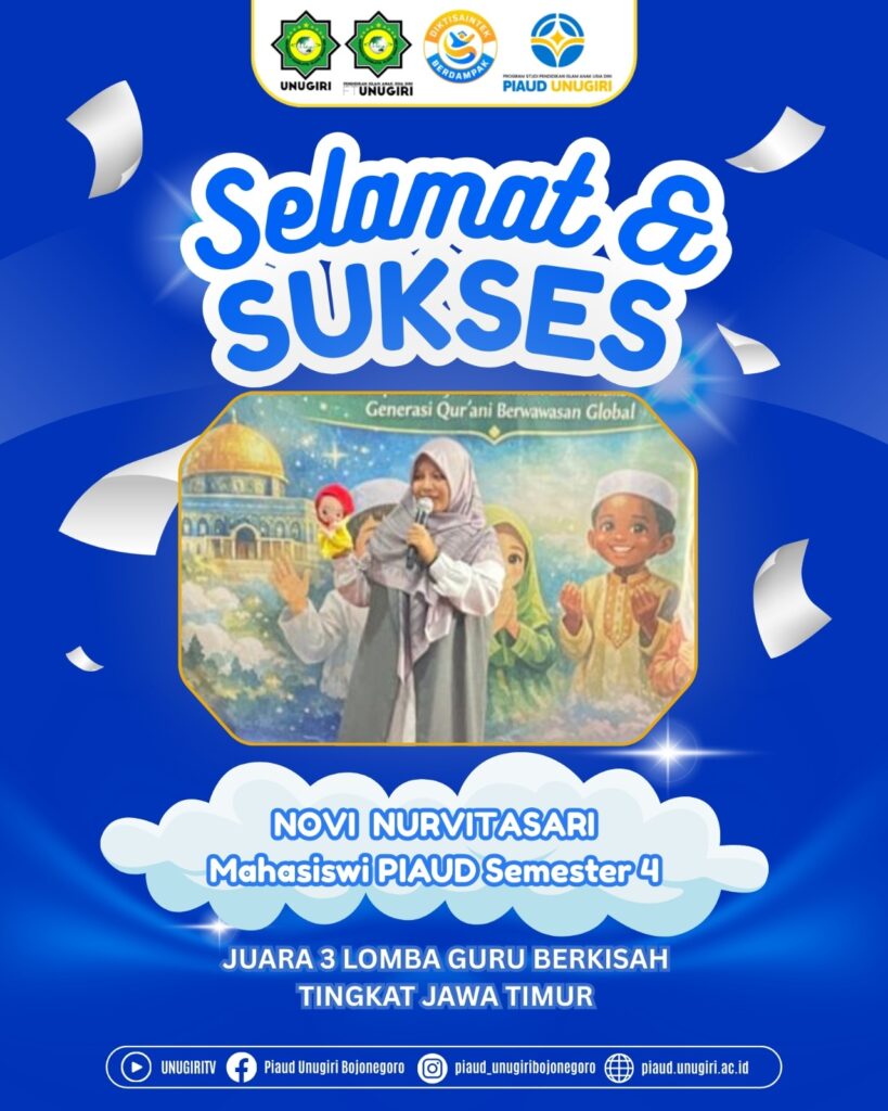 Mahasiswi PIAUD UNUGIRI Kembali Harumkan Nama Kampus, Raih Juara 3 Lomba Guru Bekisah Tingkat Jawa Timur