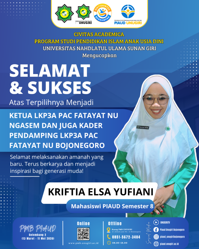 Mahasiswi PIAUD UNUGIRI Terpilih sebagai Ketua LKP3A PAC Fatayat NU Ngasem