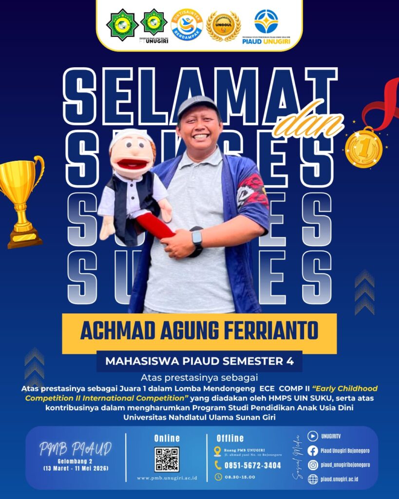 Mahasiswa PIAUD UNUGIRI Raih Juara 1 Lomba Mendongeng Internasional ECE COMP II