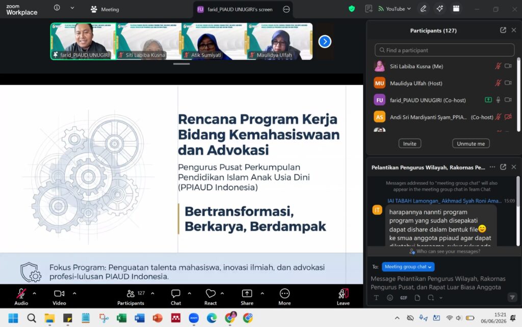 Perkuat Kolaborasi Pendidikan Anak Usia Dini, Kaprodi dan Dosen PIAUD UNUGIRI Dilantik sebagai Pengurus PPIAUD Indonesia