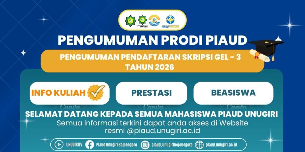 Pengumuman Pendaftaran Skripsi Gelombang 3 Tahun 2026 Program Studi Pendidikan Islam Anak Usia Dini Fakultas Tarbiyah Unugiri