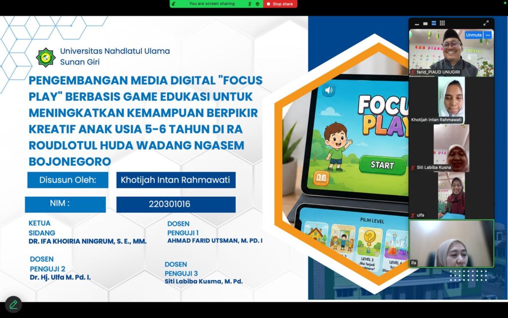 Mahasiswa PIAUD UNUGIRI Kembangkan “Focus Play”, Media Digital Edukatif untuk Mendorong Kreativitas Anak